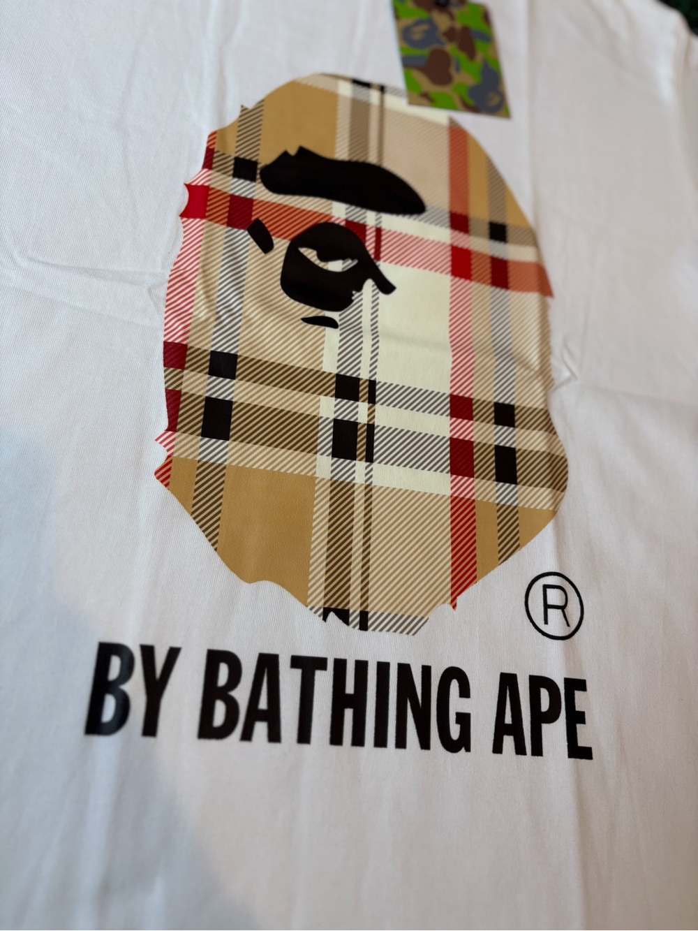 A Bathing Ape x Burberry White Plaid Logo Tee - Picture 2 of 9